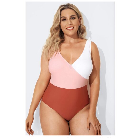 Meet.Curve V-Neckline Criss-cross Style One Piece Swimsuits - Picture 1 of 9